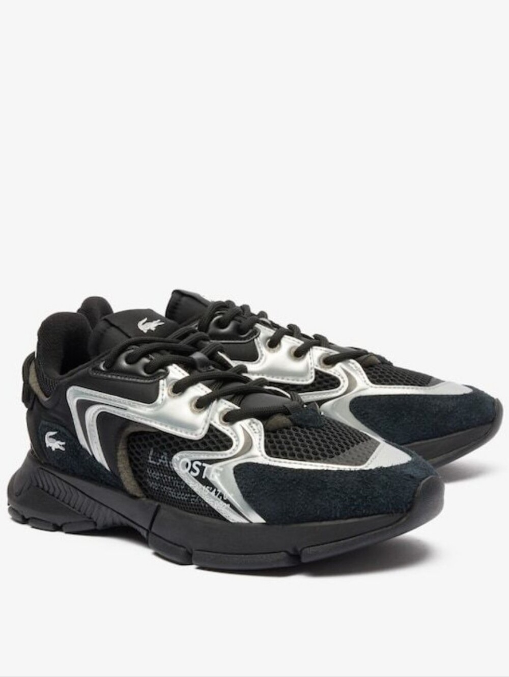 Lacoste L003 Neo 224 1 SUJ Black Silver Sneakers Size 6 Lacoste Sneakers Black